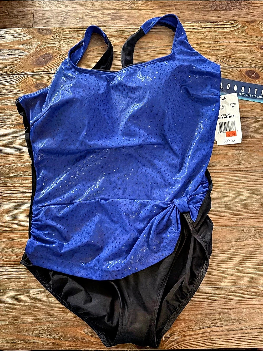Longitude Blue & Black One Piece Size 16 NWT